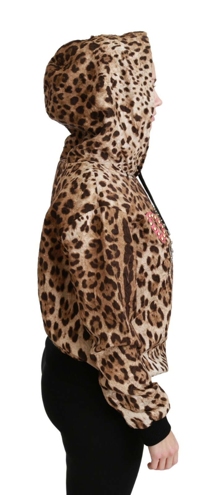 Pre-owned Dolce & Gabbana Sweater Hooded Studded Ayers Leopard It36 / Us2 / S Rrp $2800 In Brown