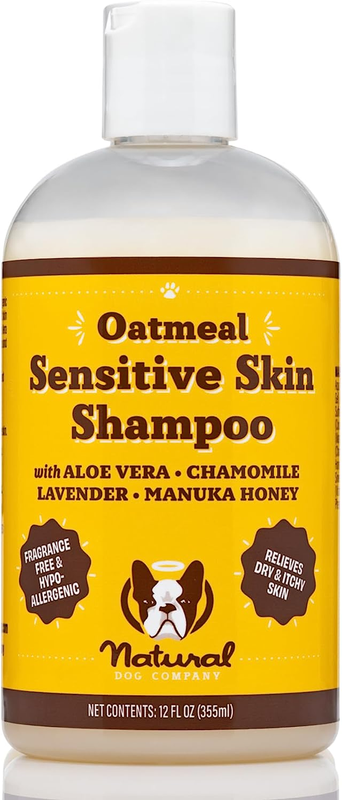 Natural Dog Company Sensitive Skin Shampoo (12 Oz) | Aloe Vera and Oatmeal Dog