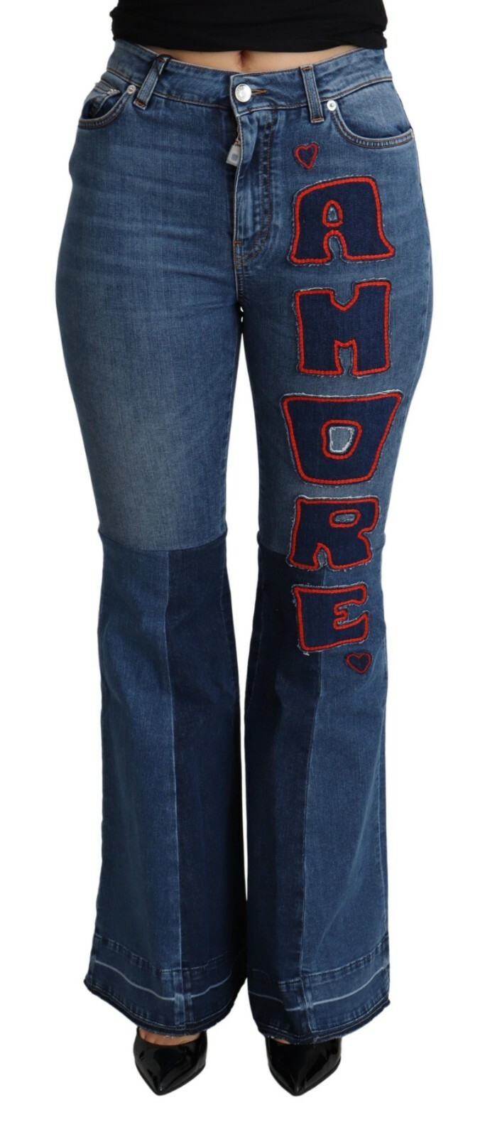 

Джинсы DOLCE - GABBANA Синие джинсы Amore Patch Boot Cut из хлопка стрейч IT46/12/ $1200, Синий