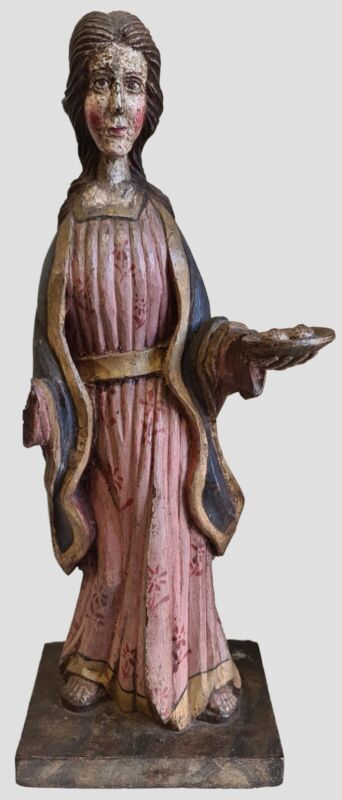 St. Lucia. Carved Wooden Sculpture. Galician School. 18th-19th Century.