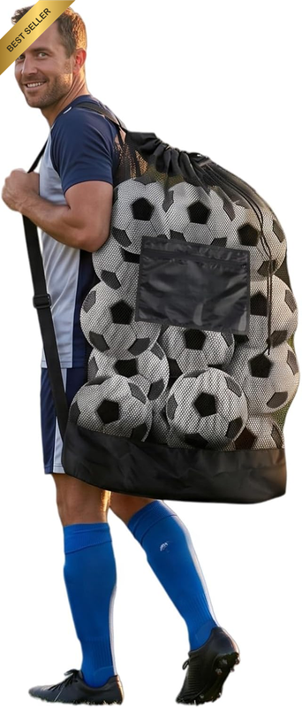 Extra Large Sports Ball Bag Mesh Socce Ball Bag Heavy Duty Drawstring Bags Team