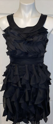 Max and Cleo Black Ruffled Sleeveless Party Dress Sz2 NWOT