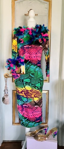 NWT Akira Multicolor Snakeskin Pattern Pencil Dress Size S/M