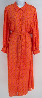 NEW ALEXIS for Target SIZE 2X Long Sleeve  Button Dress Orange Pink