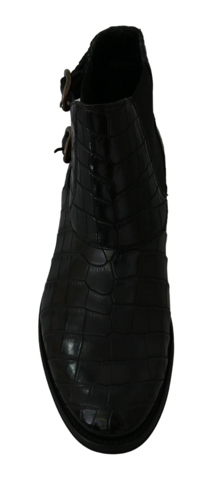 Pre-owned Dolce & Gabbana Shoes Black Crocodile Leather Derby Boots Eu40 / Us7 Rrp $9000