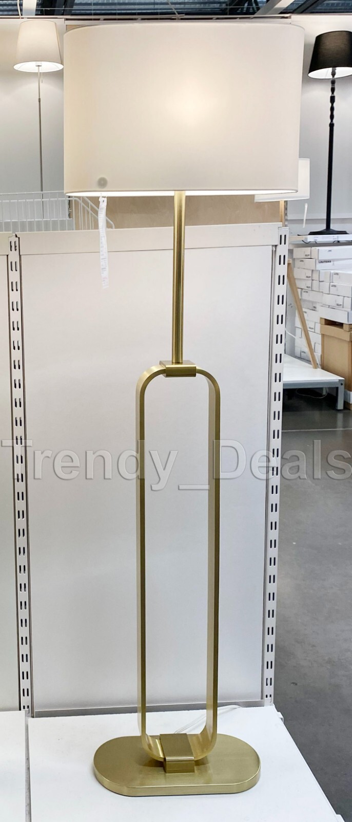 Ikea UPPVIND Floor Lamp Modern, Brass Plated/White 59 Ikea UPPVIND Floor Lamp Modern, Brass Plated/White 59