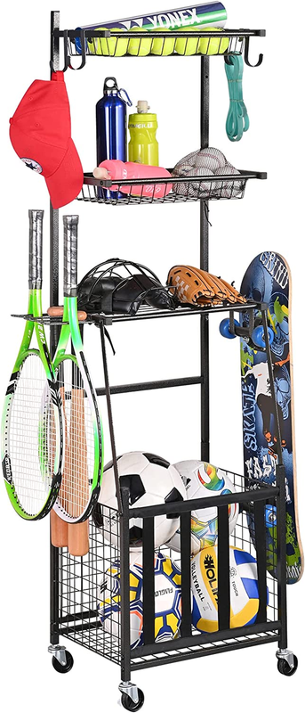 PLKOW Sports Equipment Storage for Garage, Indoor/Outdoor Sports Rack for Garage