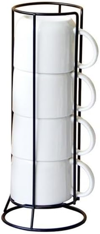 Coffee Mugs Set of 4, Stackable Coffee Cups Ceramic Espresso Cup for Cappuccino