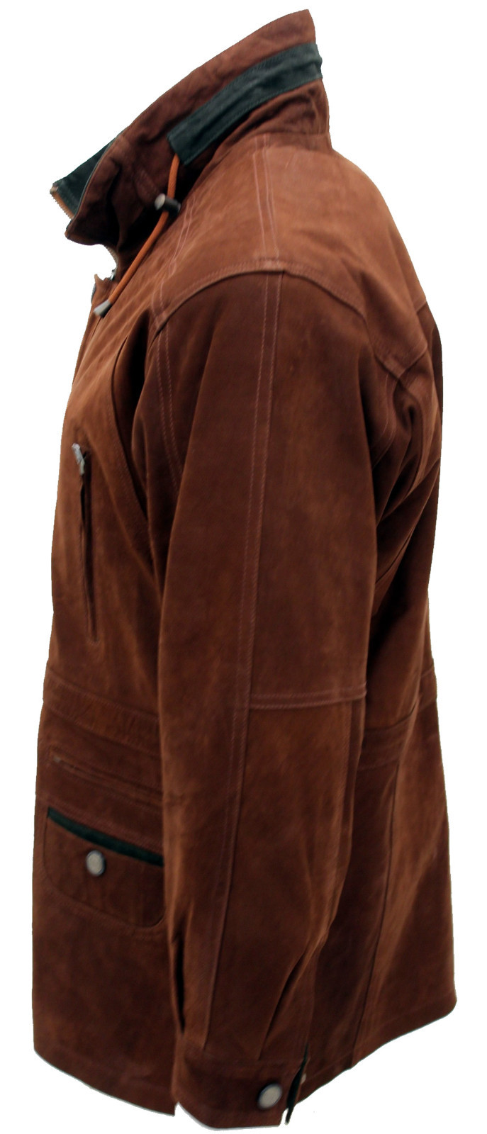 Pre-owned Infinity Men's Rust Tan Cow Hide Nubuck Suede Parka Jacket