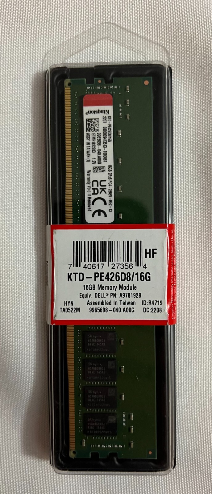 Kingston 16GB DDR4 2666MHz 288-pin Memory Module DIMM KTD