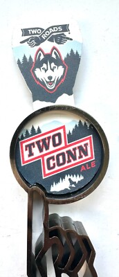 TWO ROADS - TWO CONN ALE - BEER TAP HANDLE (Metal Frame)    UCONN HUSKIES
