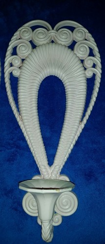 Vintage Burwood 1975 Homco Wicker Look Wall Scones Pink Set of 2  # 1278