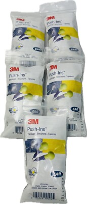 25 Pair 3M 318-1001 E-A-R Push Ins Corded Ear Plugs Individually Sealed W/Cords