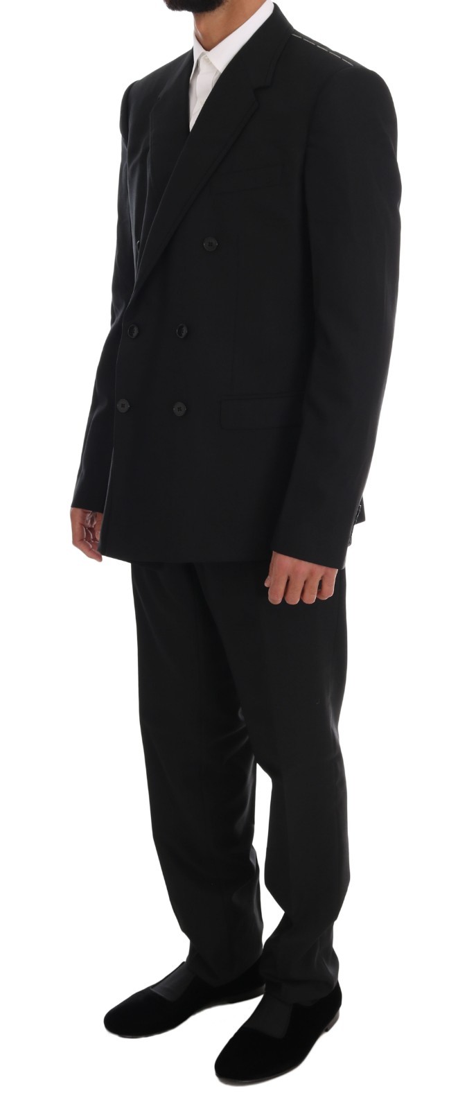 Pre-owned Dolce & Gabbana Suit Black Wool Double Breasted Slim Fit Eu54/us44 /xl Rrp $3000