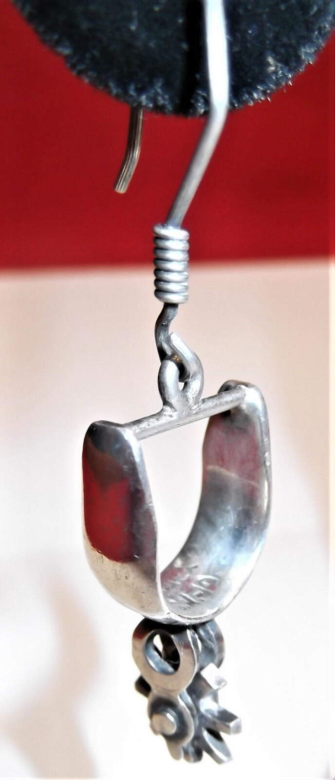 Stunning & Unique Artisan Signed Sterling Silver Stirrups w/Spurs Earrings NICE
