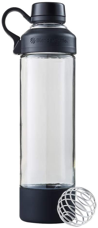 Blenderbottle Mantra Glass Shaker Bottle, 20-Ounce, Black