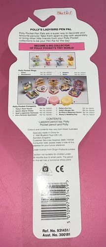 Polly Pocket Polly&rsquo;s LadyBird Pal Pencil Topper Vintage Bluebird New 1992