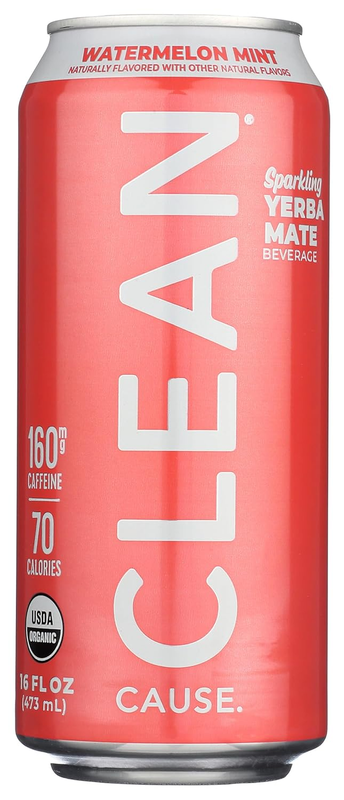 Clean Cause Organic Sparkling Watermelon Mint Yerba Mate, 16