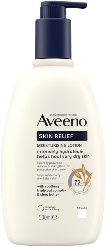 Aveeno Skin Relief Lotion 500ml – Unscented, 72H Hydration for Very Dry Skin