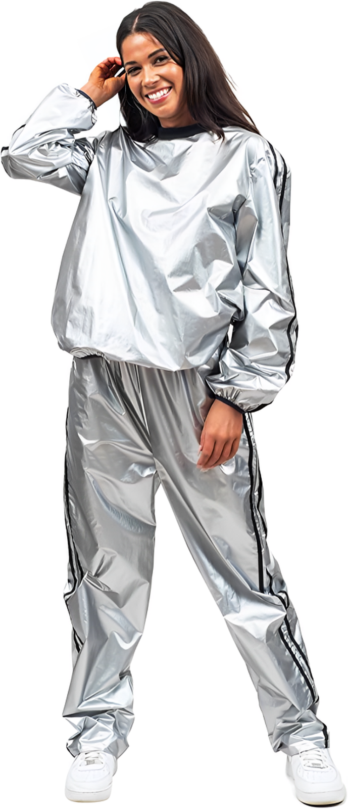 Todd and Margo Shiny Silver Workout Top and Pants Deluxe Halloween Costumes Set