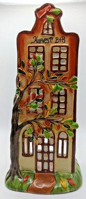 NEW Blue Sky Clayworks Autumn Fall HARVEST B+B Tea Light Candle House 9.5'' NWT