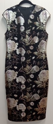 Connected Apparel Womens Black Floral Dress Scuba (Size 10) Nwt