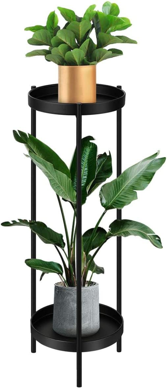 2 Tiers Metal Plant Stand 80CM High Flower Pots Shelf Indoor Outdoor Planter Hol