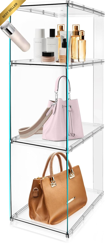 3 Pack Handbag Acrylic Display Case Stackable Open Front Rear Design for Bags Co
