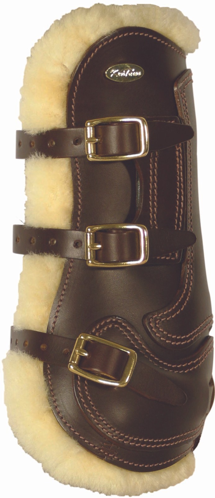 KenTaur Ledergamaschen Porto schwarz mit braunen Nähten Pony