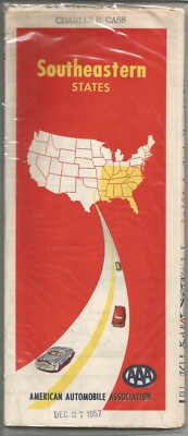 Southeastern States AAA American Automobile Association Map 1957
