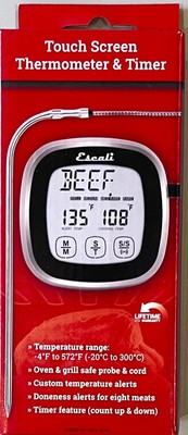 Escali Touch Screen Thermometer & Timer Stainless Steel Probe LCD Display NEW