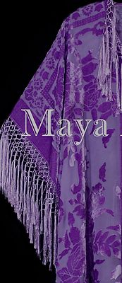 Pre-owned Maya Matazaro Lavender Kimono Duster Fringe Jacket Silk Burnout Velvet  Plus In Purple