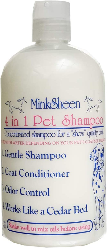 Minksheen 16 Oz Bottle Dog Cat Horse Pet Shampoo Yields up to 1 Gallon of Shampo