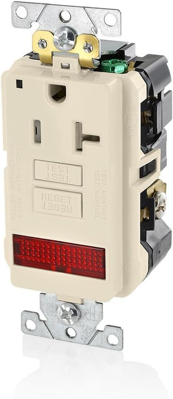 20A-125V Extra-Heavy Duty Industrial Grade Pilot Light Tamper-Resistant Self-Test GFCI Receptacle, 20-Amp, GFPL2-PLI, Ivory