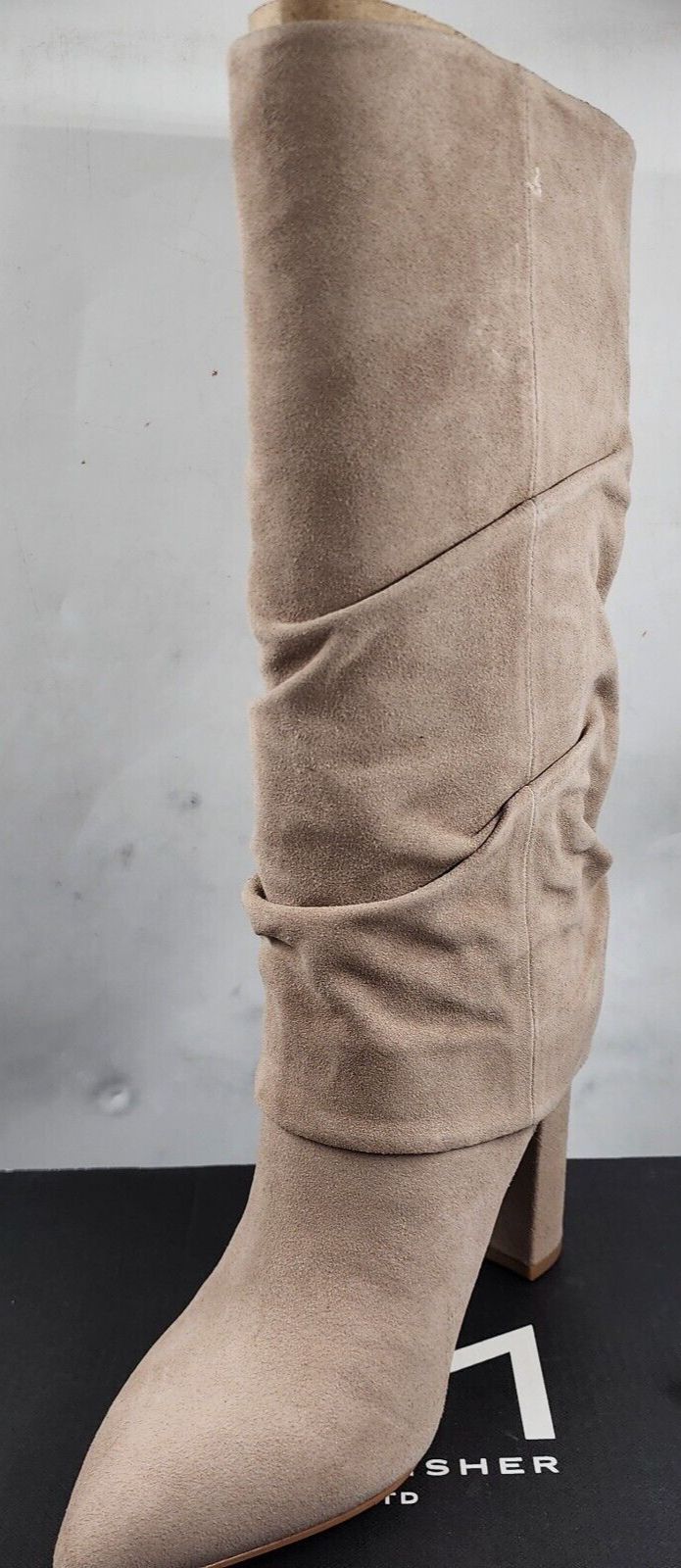 Marc Fisher LTD. Larita Tall Block Heel Slouch Boots Women's 5.5M Taupe Pull On - Picture 10 of 13