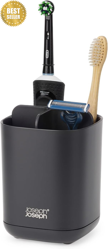 Easy-Store - Toothbrush Holder Caddy, Bathroom Storage, Compact, Matt Black