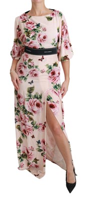 

Платье DOLCE - GABBANA Розовые розы с бабочкой и логотипом DG с разрезом IT42 / US8 /  Рекомендуемая розничная цена 4300 долларов США, Розовый