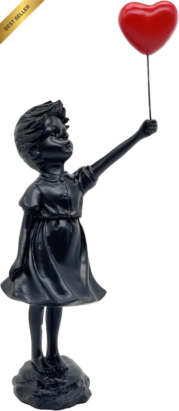 Cute Girl with Balloon Resin Sculpture Figure Statue for Home Decor,Banksy Statu