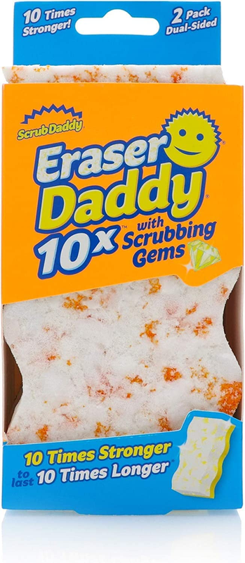 Eraser Daddy 10X with Scrubbing Gems - 2 Pack - Dual-Sided Scrubber and Eraser,