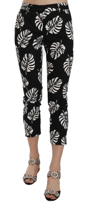

Брюки DOLCE - GABBANA Черные узкие капри с принтом пальмовых листьев IT44/US10/ 500 долларов США, Черный