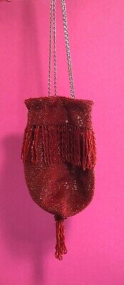 1920s Handbags, Purses, and Shopping Bag Styles 1920's Vintage Style Flapper Bag Evening Purse Art Deco RUBY RED Glass Beads $69.95 AT vintagedancer.com
