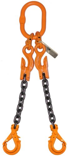 Grade 100 2 Leg Chain Sling Spreader 5/16" x 20 FT Self Locking Hook Overhead