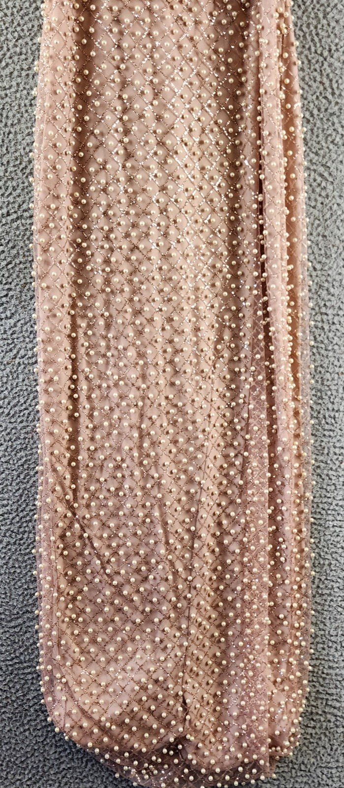 Liv Foster Pearl On Mesh Column Gown Women's 4 Pink Sleeveless Back Zip Closure~ - Picture 3 of 12