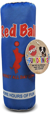 SPOT Fun Drinks Red Ball Soft Plush Dog Toy with Squeaker 11