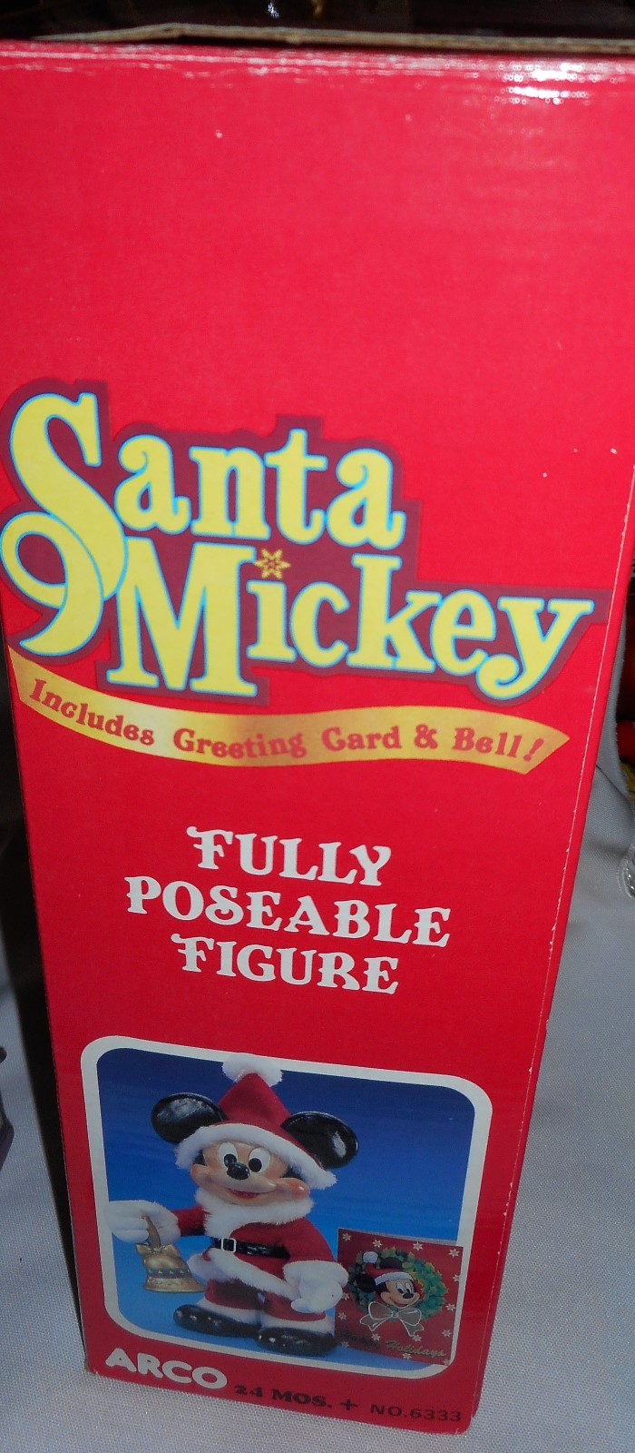 Disney Mickey Mouse Santa Arco Plush Doll Vintage in Box Poseable VTG