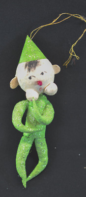 ANTIQUE RARE MADE IN JAPAN/BLUME CO. SPUN COTTON CHEEKY ELF PIXIE ORNAMENT