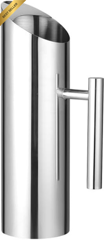 Stainless Steel Beverage Pitcher – Coffee & Tea Carafe with Ice Guard and Handle