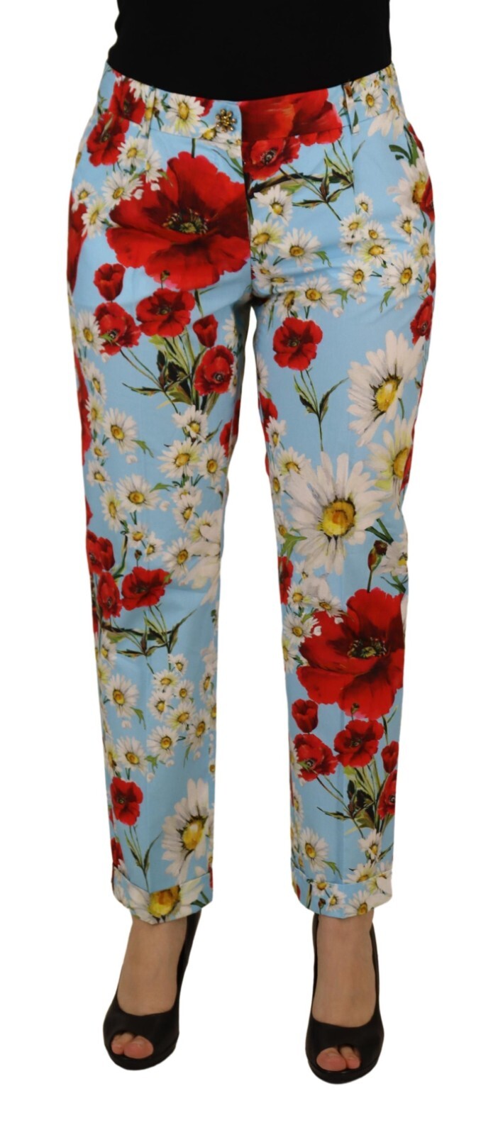 

Брюки DOLCE - GABBANA Голубые брюки с принтом Fiori, прямые IT44/US10/ $900, Multicolor