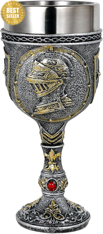 Medieval Knight Chalice Wine Goblet - Renaissance Royal Warrior Chalice Drinkwar
