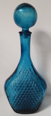 Vintage Blue Diamond Empoli Decanter   Made in Italy